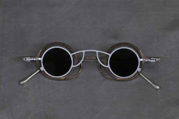 Rigards RG0105TI series collection Titanium free-detachable double-layer glasses RG-RG0105TI-FGJY Retro gold and silver frame transparent dark gray lens
